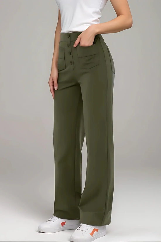 Pantalon décontracté à jambe droite et taille haute QuebecPanier™