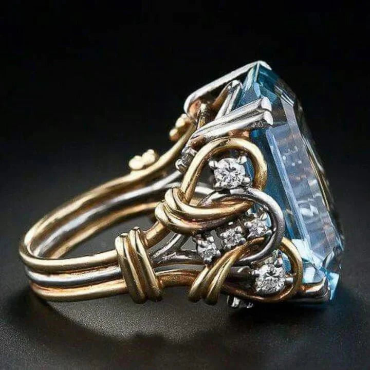 SOPHIA | Bague Vintage Brillante à Strates et Éclat Bleu
